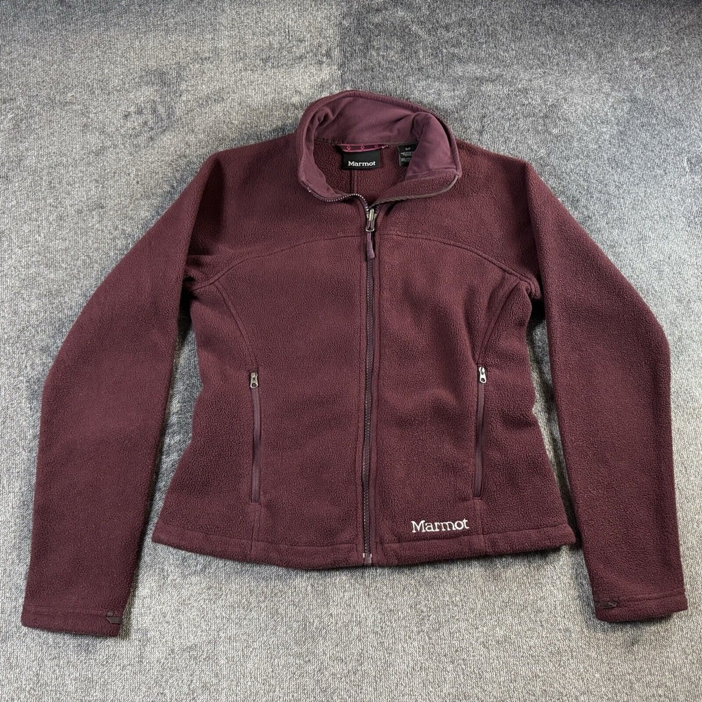 Marmot Fleece Jacket Coat Women's Size S/P Full Zip Maroon Wine Burgandy